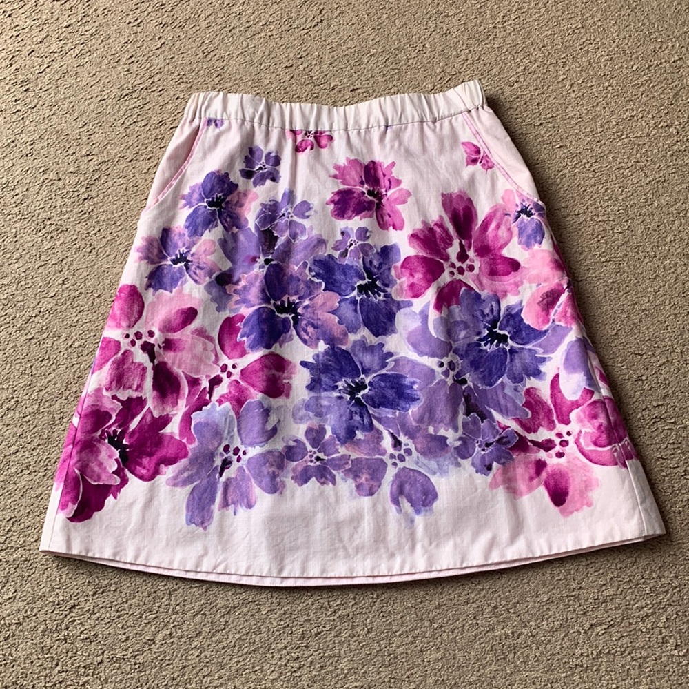 Floral A-Line Skirt in Pink & Purple